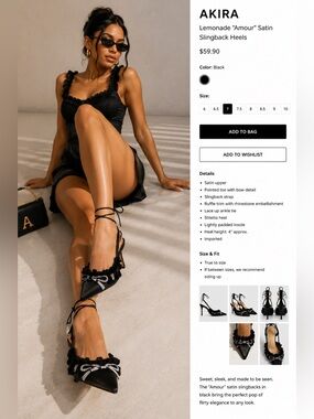 ✨ AKIRA Lemonade “Amour” Satin Slingback Heels – Women’s Size 8 | New in Box ✨
